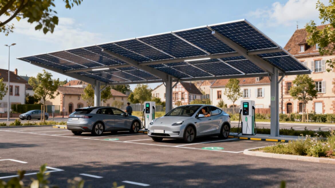 Ombrières communales en Alsace : coupler photovoltaïque et bornes publiques